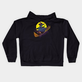 Surfing Witch Halloween Kids Hoodie